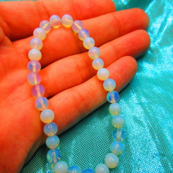 Opalite 6mm Round 7" Stretchy Gemstone Bracelet - Picture 1 of 3